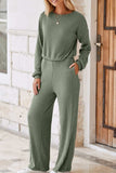 Round Neck Long Sleeve Jumpsuit - Trendsi - Flyclothing LLC