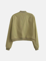 Pocketed Snap Down Baseball Collar Jacket - Trendsi - Flyclothing LLC
