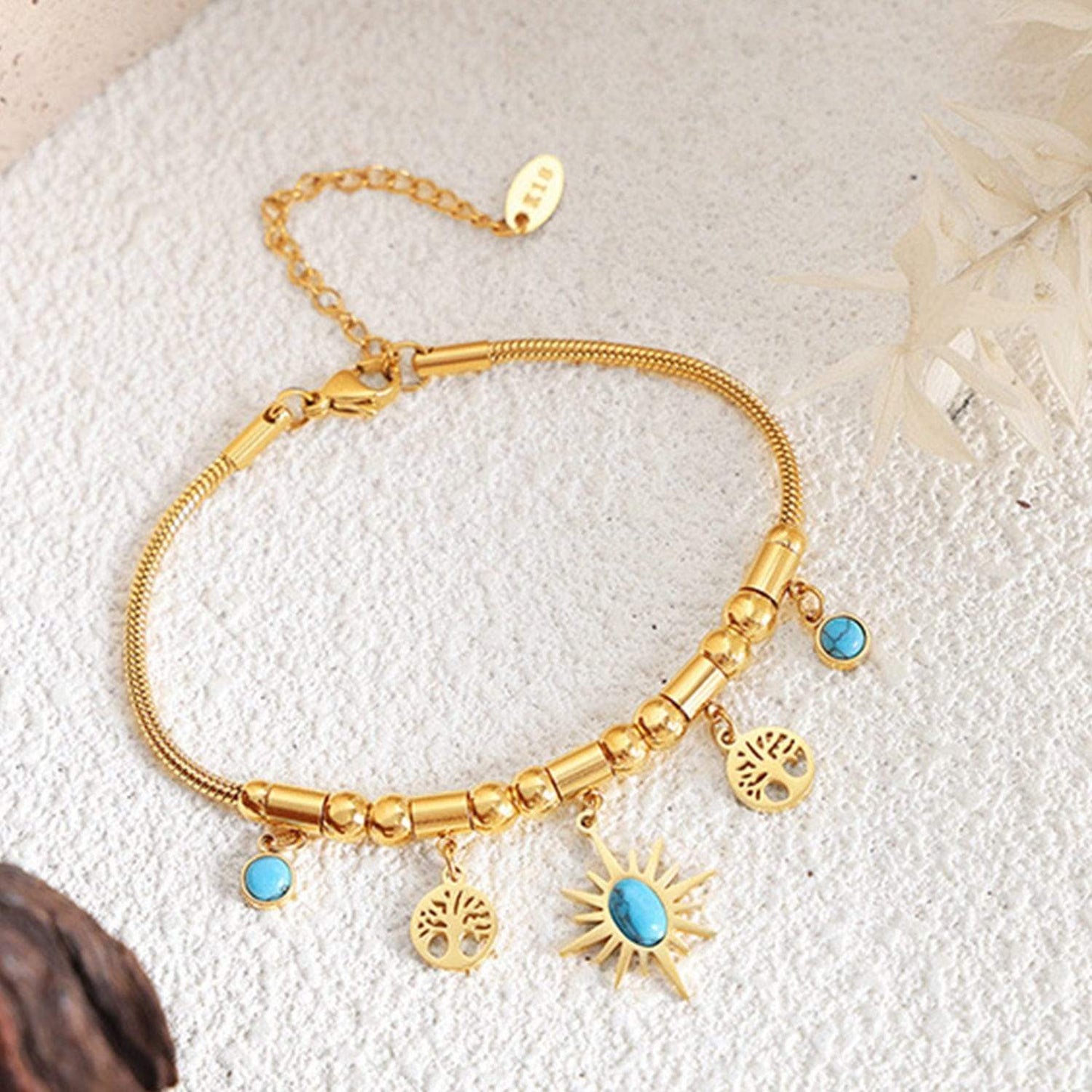 Gold-Plated Titanium Steel Charm Bracelet - Trendsi - Flyclothing LLC
