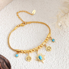 Gold-Plated Titanium Steel Charm Bracelet - Trendsi