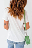 Checkered USA Graphic Round Neck Tee - Trendsi