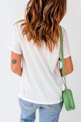 MERRY Round Neck Short Sleeve T-Shirt - Trendsi - Flyclothing LLC