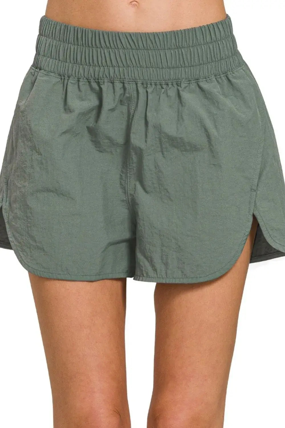 Zenana Windbreaker Smocked Waistband Running Shorts - Trendsi - Flyclothing LLC