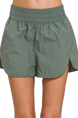 Zenana Windbreaker Smocked Waistband Running Shorts - Trendsi - Flyclothing LLC