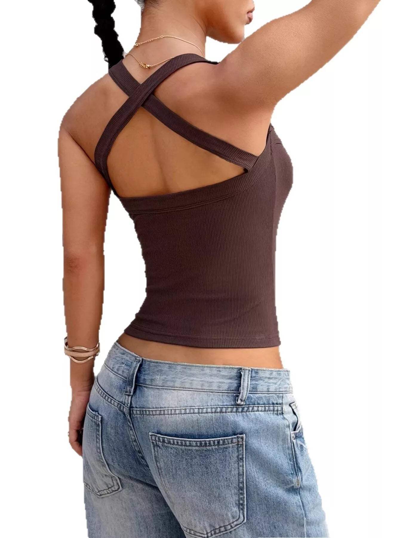 Ribbed Square Neck Cami - Trendsi - Flyclothing LLC