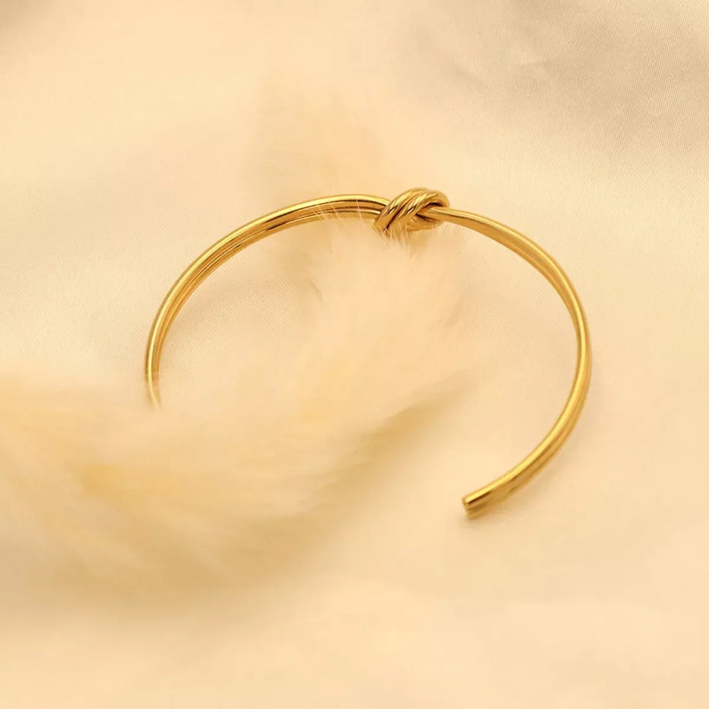 18K Gold-Plated Knot Open Bracelet - Trendsi - Flyclothing LLC