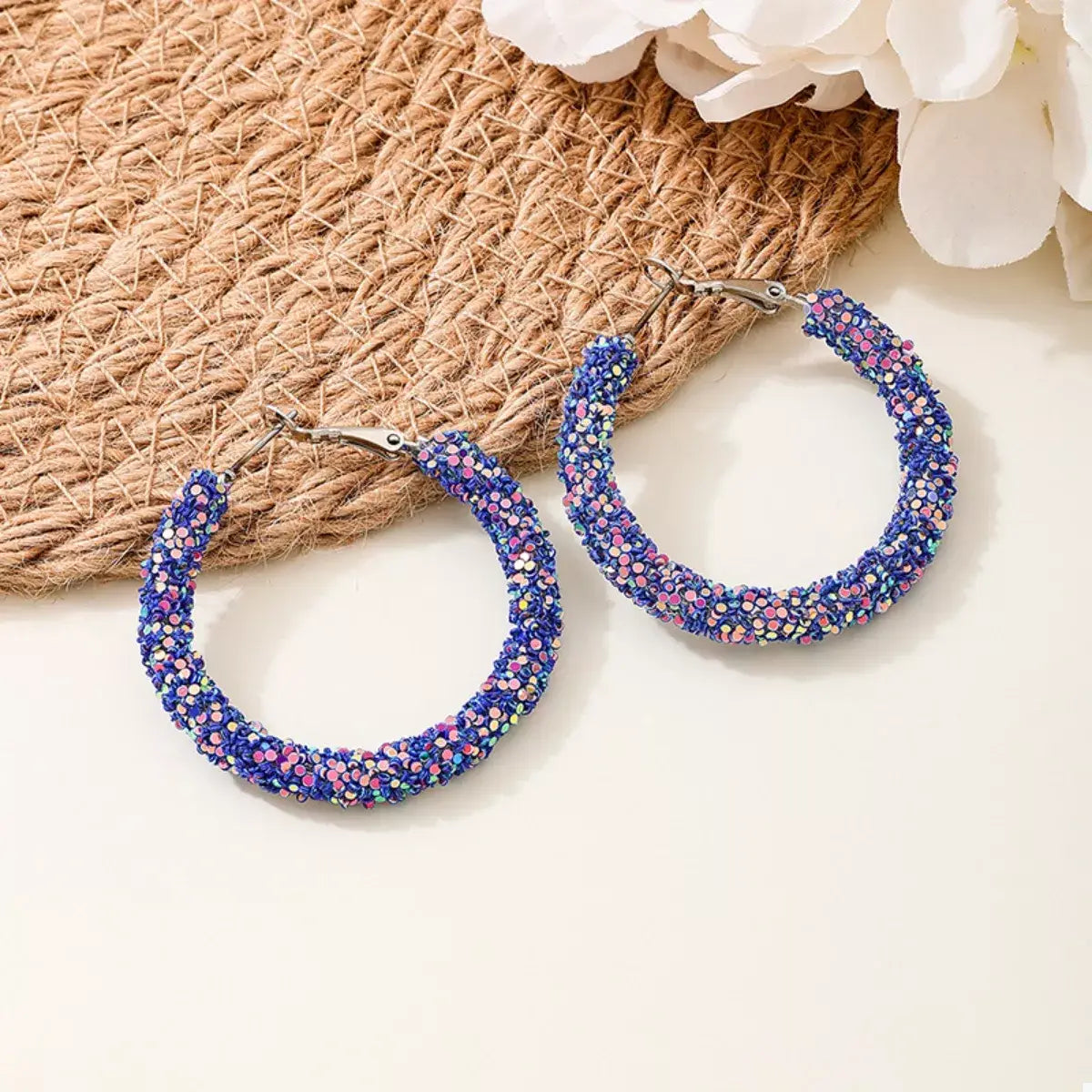 Sparkling Alloy Hoop Earrings - Trendsi - Flyclothing LLC