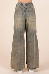 Mittoshop Washed Wide Leg Jeans with Pockets - Trendsi - Flyclothing LLC