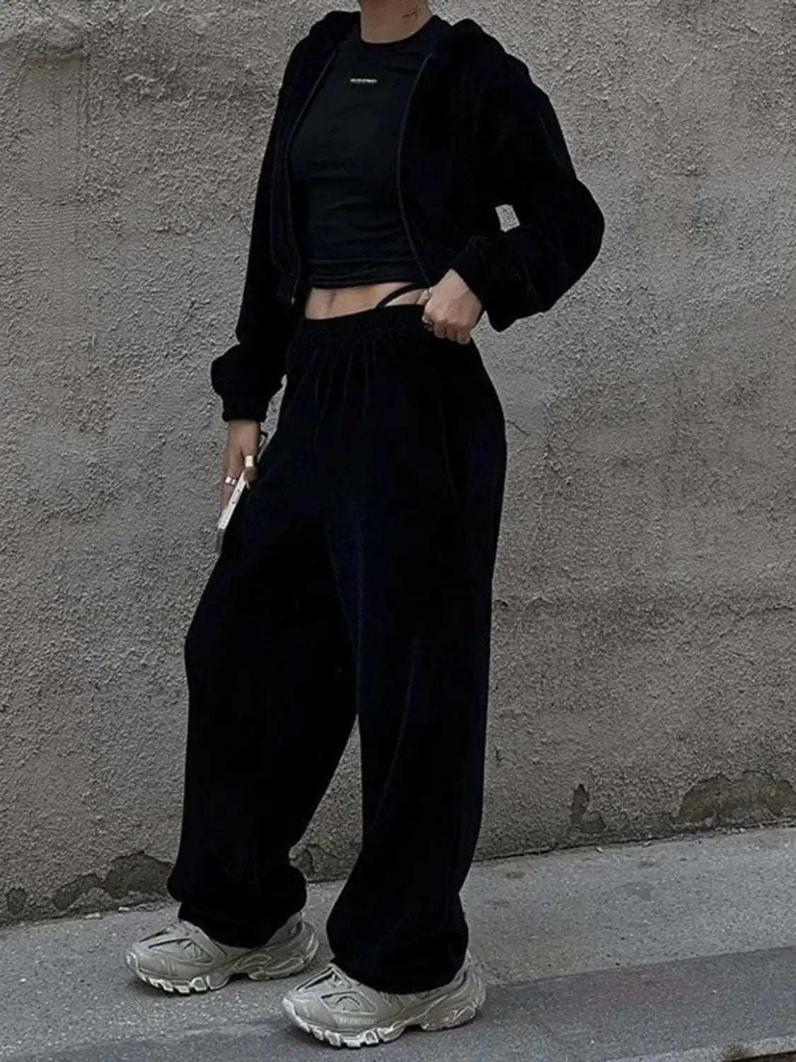 Zip Up Hoodie and Pocketed Pants Set - Trendsi - Flyclothing LLC