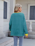 Lace-Up Striped Long Sleeve T-Shirt - Trendsi - Flyclothing LLC