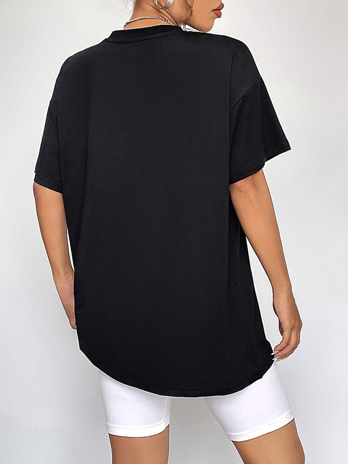 Round Neck Short Sleeve Fall Season Graphic T-Shirt - Trendsi - Flyclothing LLC
