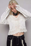 POL Long Sleeve Cropped Crochet Top with Floral Embroidery Detail - Trendsi - Flyclothing LLC