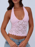 Lace Backless Halter Neck Cami - Trendsi - Flyclothing LLC
