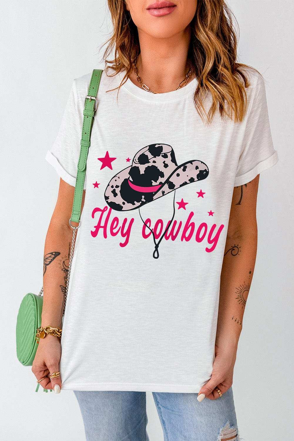 Graphic Round Neck Short Sleeve T-Shirt - Trendsi - Flyclothing LLC
