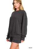 Zenana Slub Long Sleeve Top and Shorts Set - Trendsi - Flyclothing LLC