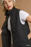 Umgee Quilted Floral Zip Up Vest with Pockets - Trendsi - Flyclothing LLC