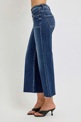 RISEN Full Size High Rise Crop Wide Button Up Jeans Plus Size - Trendsi - Flyclothing LLC