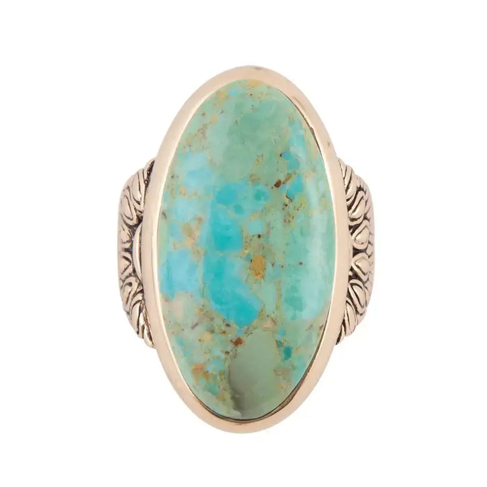 Agave Genuine Blue Turquoise Golden Ring - Barse Jewelry - Flyclothing LLC