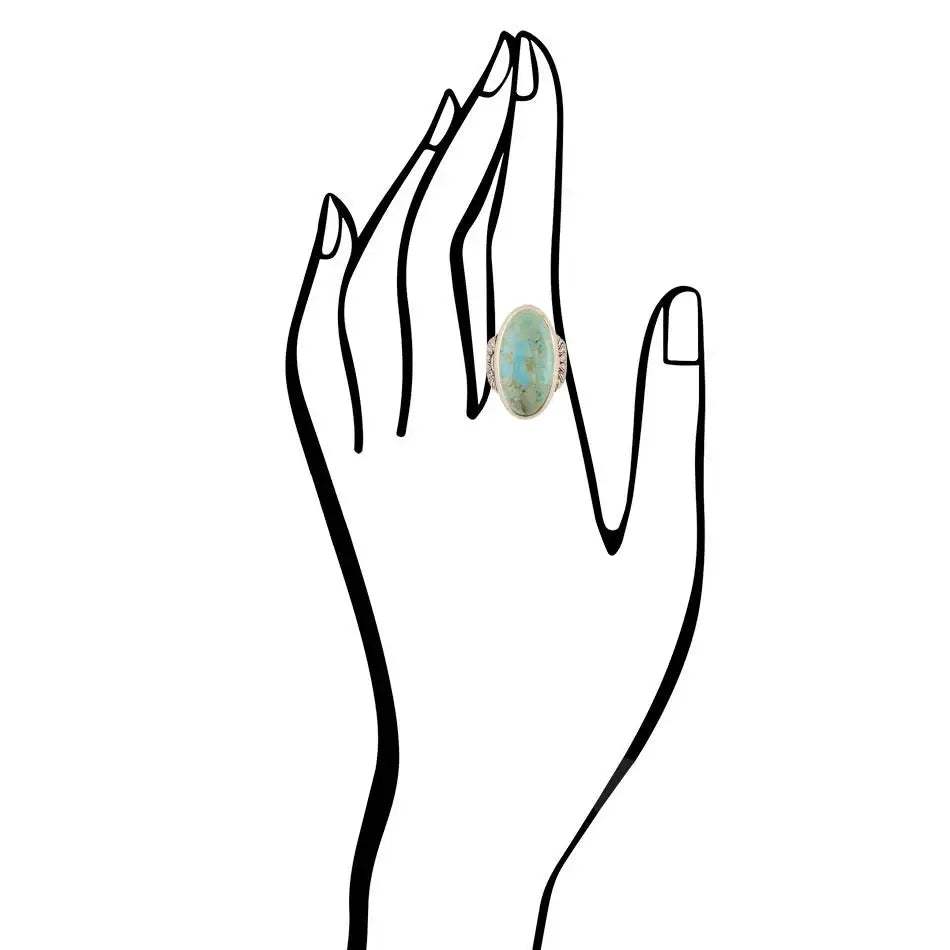 Agave Genuine Blue Turquoise Golden Ring - Barse Jewelry - Flyclothing LLC