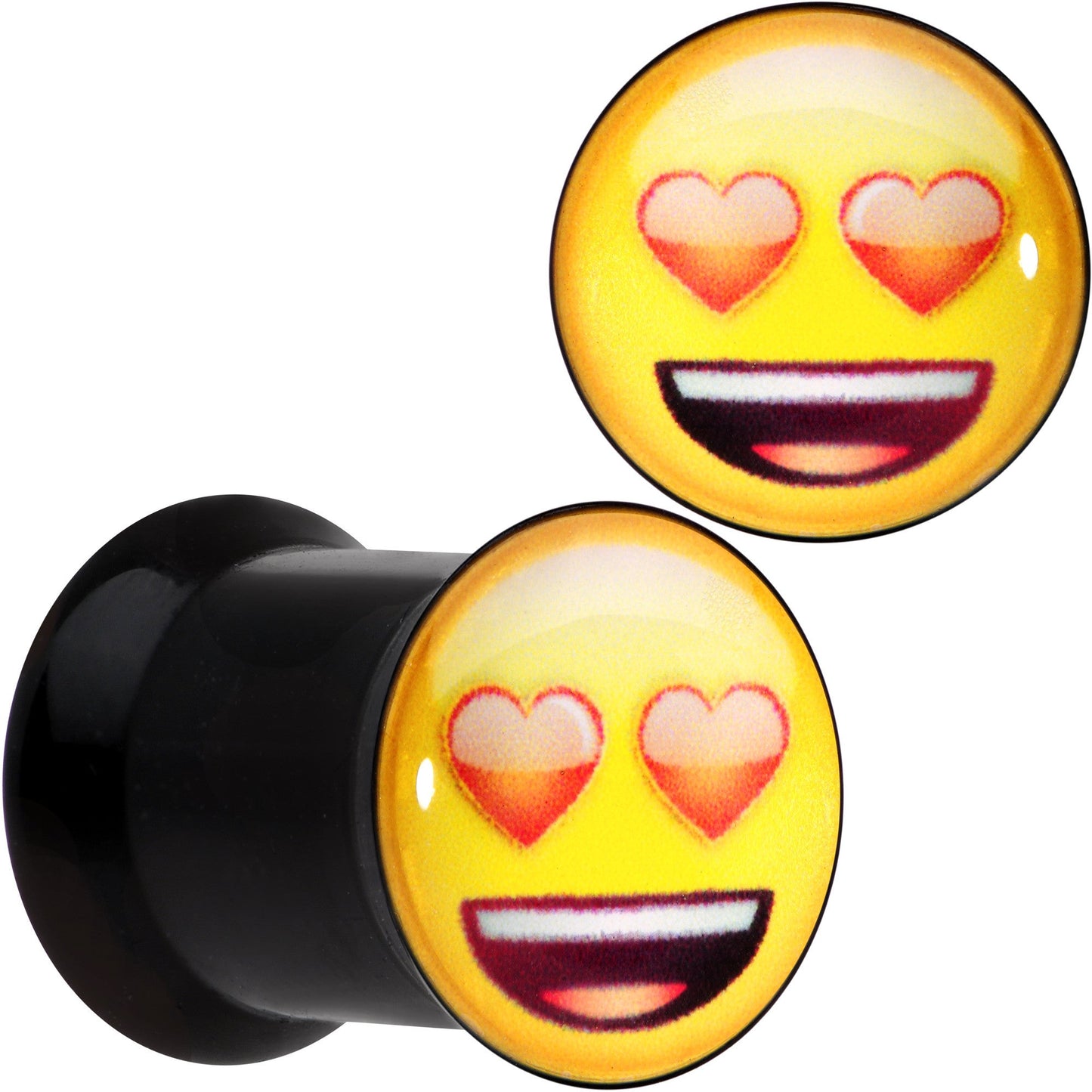 0G Licensed Heart Eyes emoji Acrylic Double Flare Plug Set - BodyCandy - Flyclothing LLC