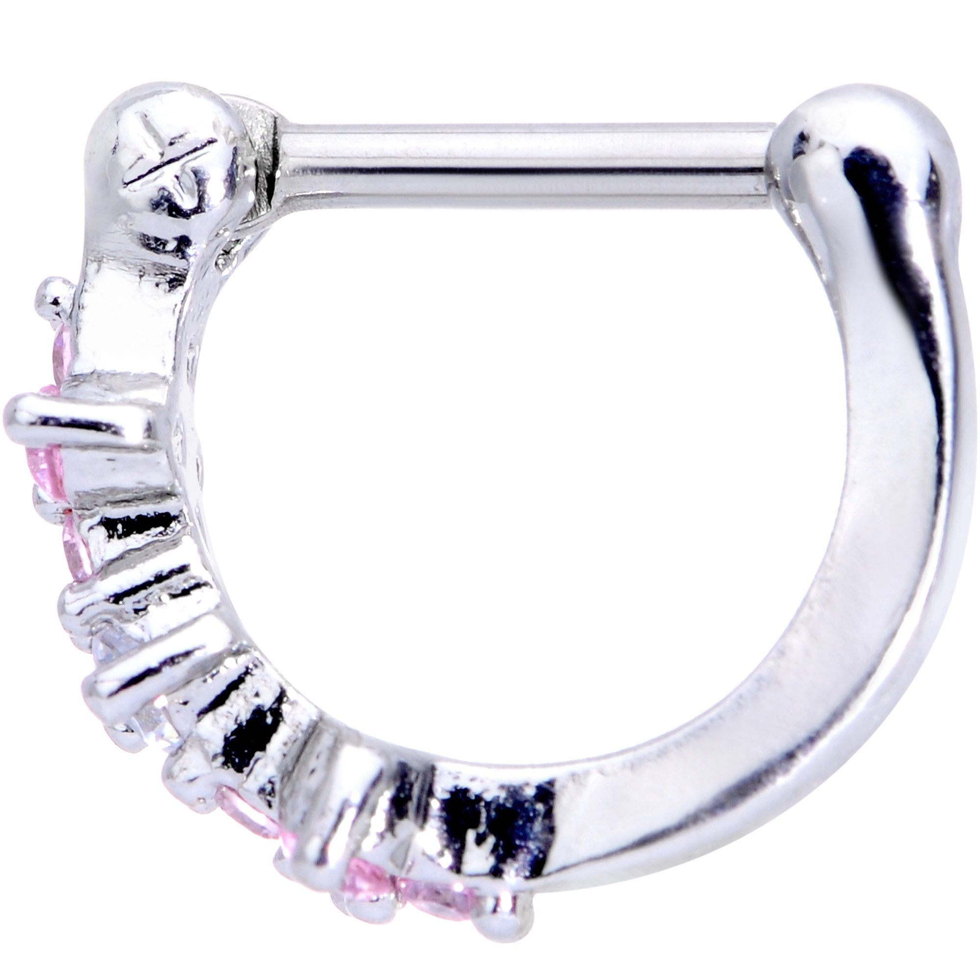 16G 1/4 Clear Pink Gem Hinged Cartilage Clicker - BodyCandy - Flyclothing LLC