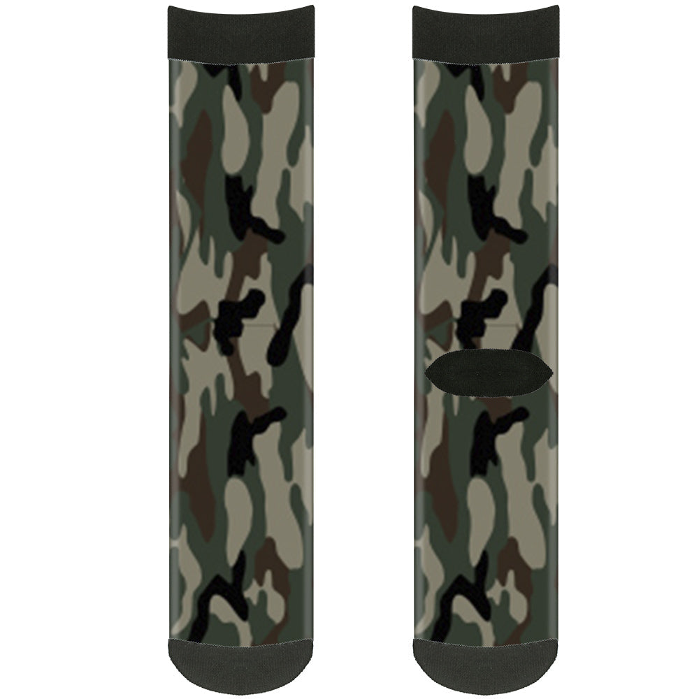 Sock Pair - Polyester - Camo Olive3 - CREW - Buckle-Down - Flyclothing LLC