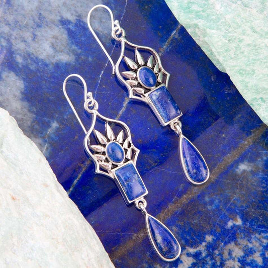 Albie Blue Lapis and Sterling Silver Drop Earrings - Barse Jewelry - Flyclothing LLC