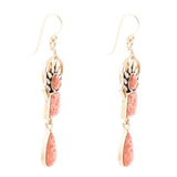 Albie Orange Sponge Coral and Golden Drop Earrings