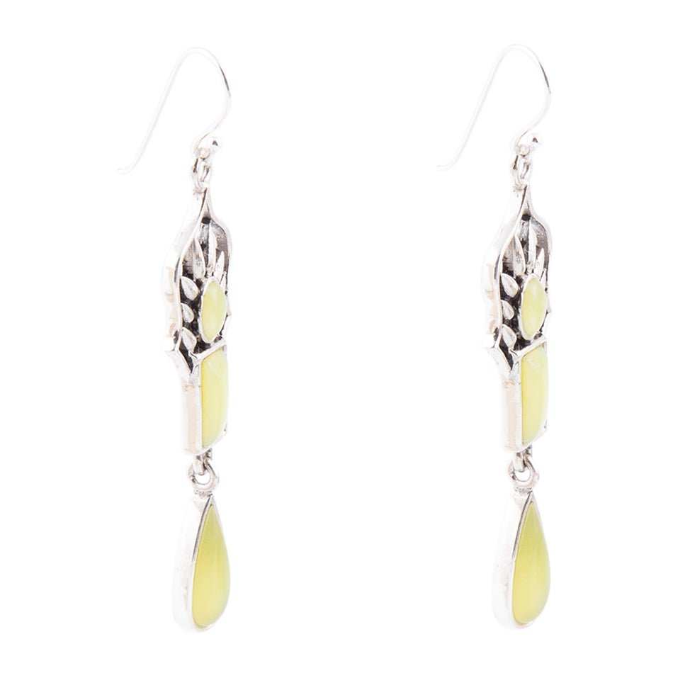 Albie Yellow Jade and Sterling Silver Drop Earrings - Barse Jewelry - Flyclothing LLC