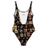 Baha Ranch Yeehaw Vintage Cowboy Collage Western One-Piece Swimsuit - Baha Ranch Western Wear - Flyclothing LLC