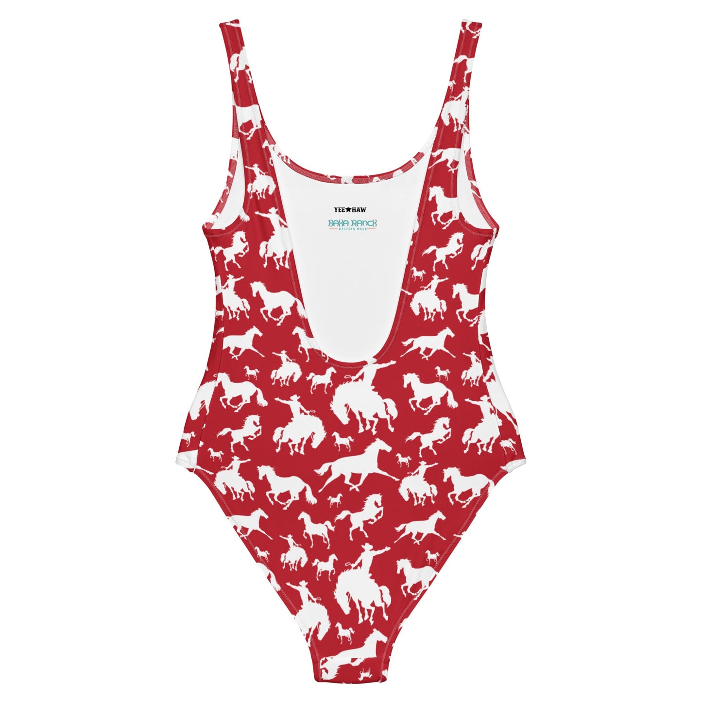 Baha Ranch Yeehaw Red Rodeo Cowboy One-Piece Swimsuit