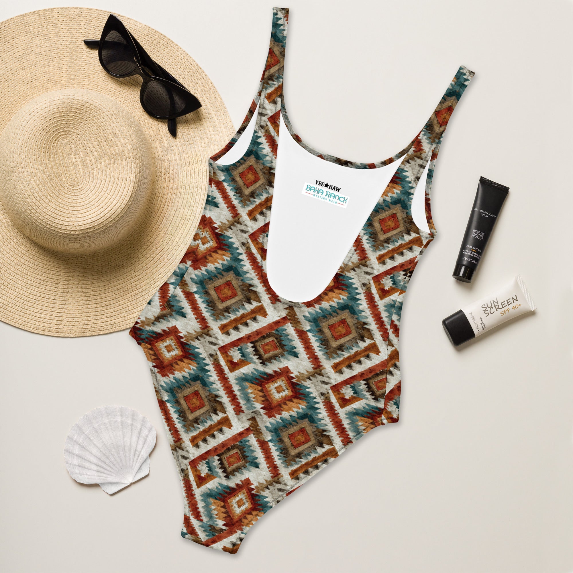 Baha Ranch Yeehaw Southwest Diamond One-Piece Swimsuit
