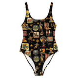 Baha Ranch Yeehaw Vintage Cowboy Collage Western One-Piece Swimsuit - Baha Ranch Western Wear - Flyclothing LLC
