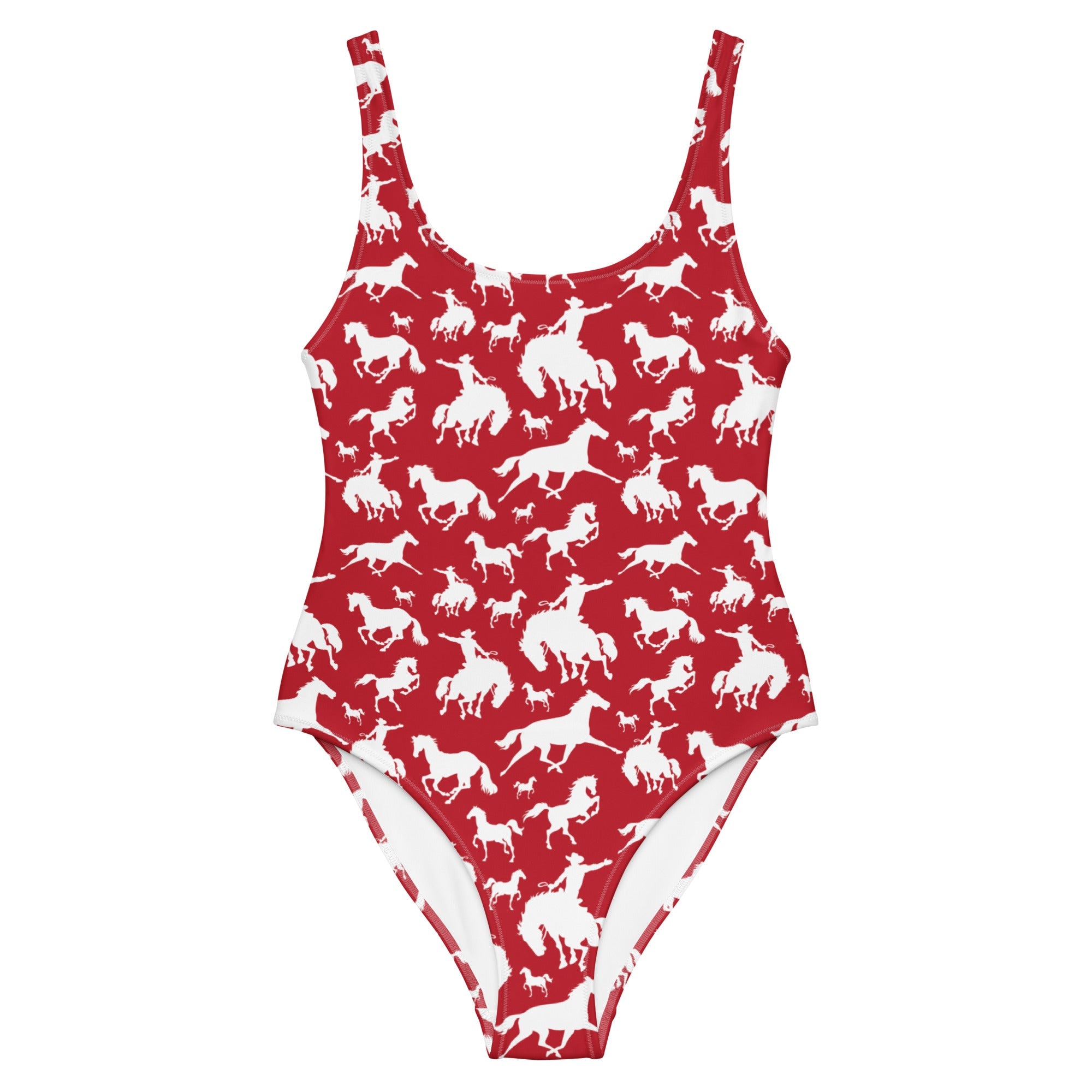 Baha Ranch Yeehaw Red Rodeo Cowboy One-Piece Swimsuit
