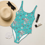 Baha Ranch Yeehaw Rhinestone Cowgirl Turquoise One-Piece Swimsuit