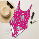 Baha Ranch Yeehaw Rhinestone Cowgirl Magenta One-Piece Swimsuit