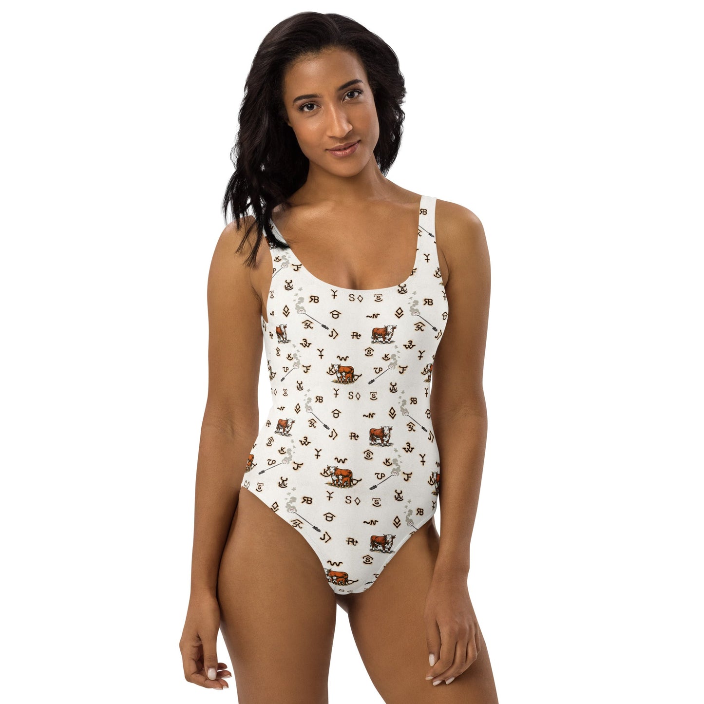 Baha Ranch Yeehaw Hereford Brands One-Piece Swimsuit