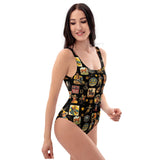 Baha Ranch Yeehaw Vintage Cowboy Collage Western One-Piece Swimsuit - Baha Ranch Western Wear - Flyclothing LLC