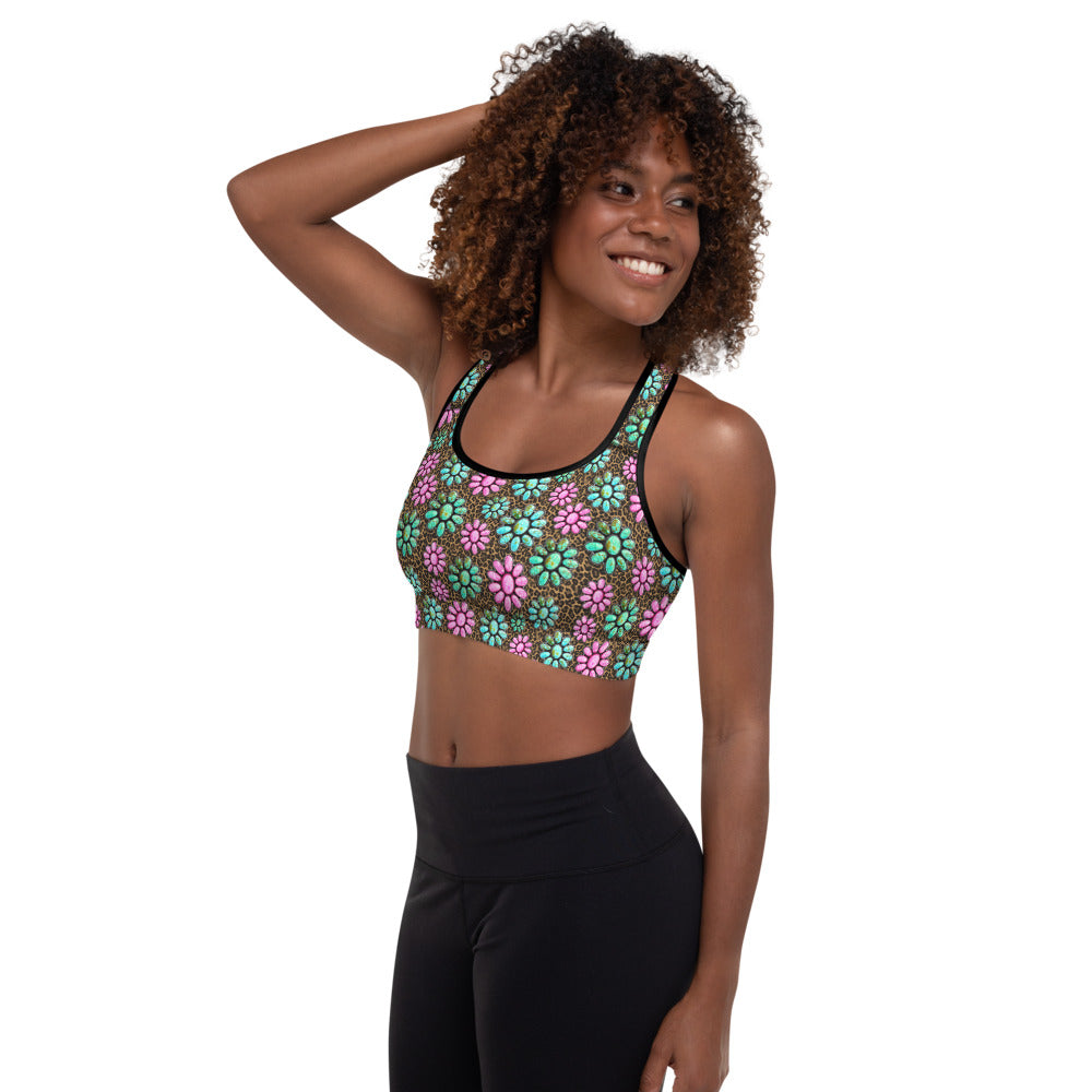 Pink Turquoise Cowgirl Sports Bra