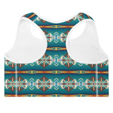 Teal Aztec Blanket Print Padded Sports Bra