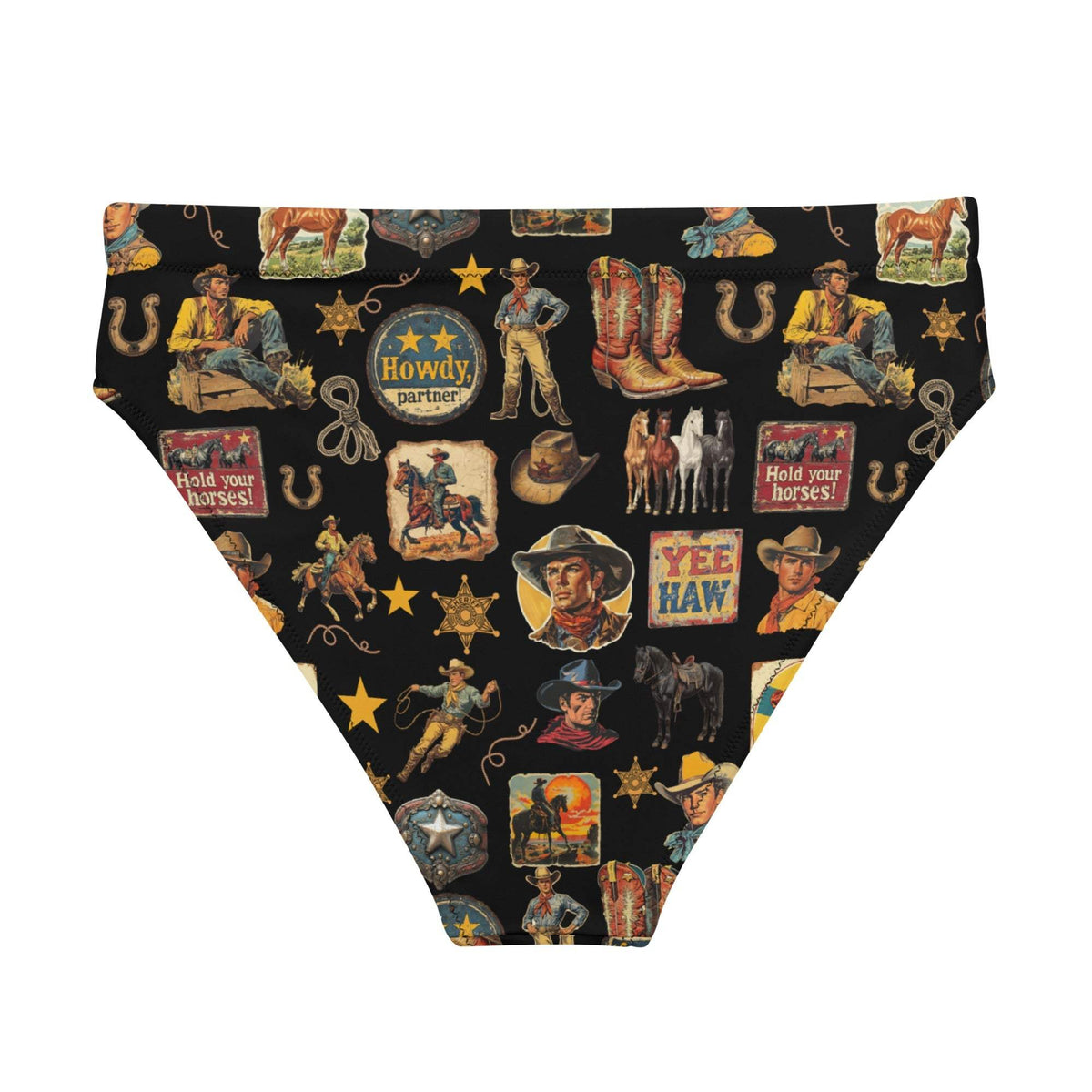 Baha Ranch Yeehaw Vintage Cowboy Collage Bikini Bottom - Baha Ranch Western Wear - Flyclothing LLC