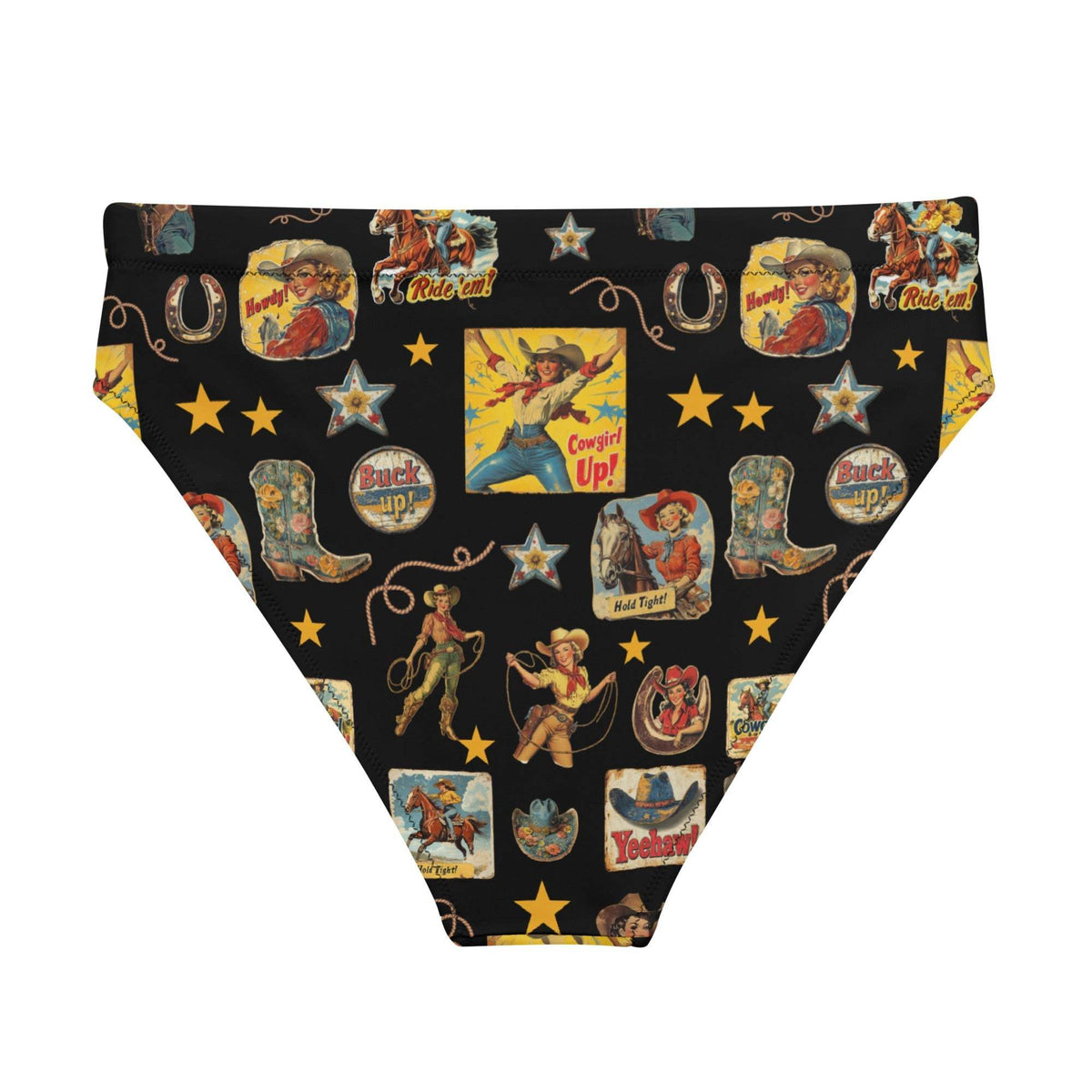 Baha Ranch Yeehaw Vintage Cowgirl Collage Bikini Bottom - Baha Ranch Western Wear - Flyclothing LLC