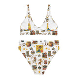 Baha Ranch Yeehaw Vintage Cowgirl Collage White Bikini - Baha Ranch Western Wear - Flyclothing LLC