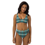 Baha Ranch Yeehaw Teal Aztec Blanket Print Bikini