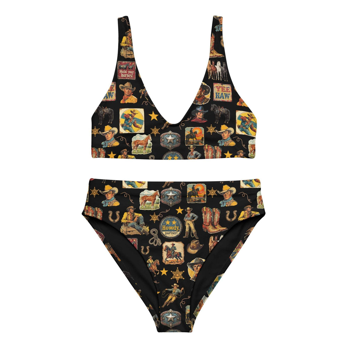 Baha Ranch Yeehaw Vintage Cowboy Collage Bikini - Baha Ranch Western Wear - Flyclothing LLC