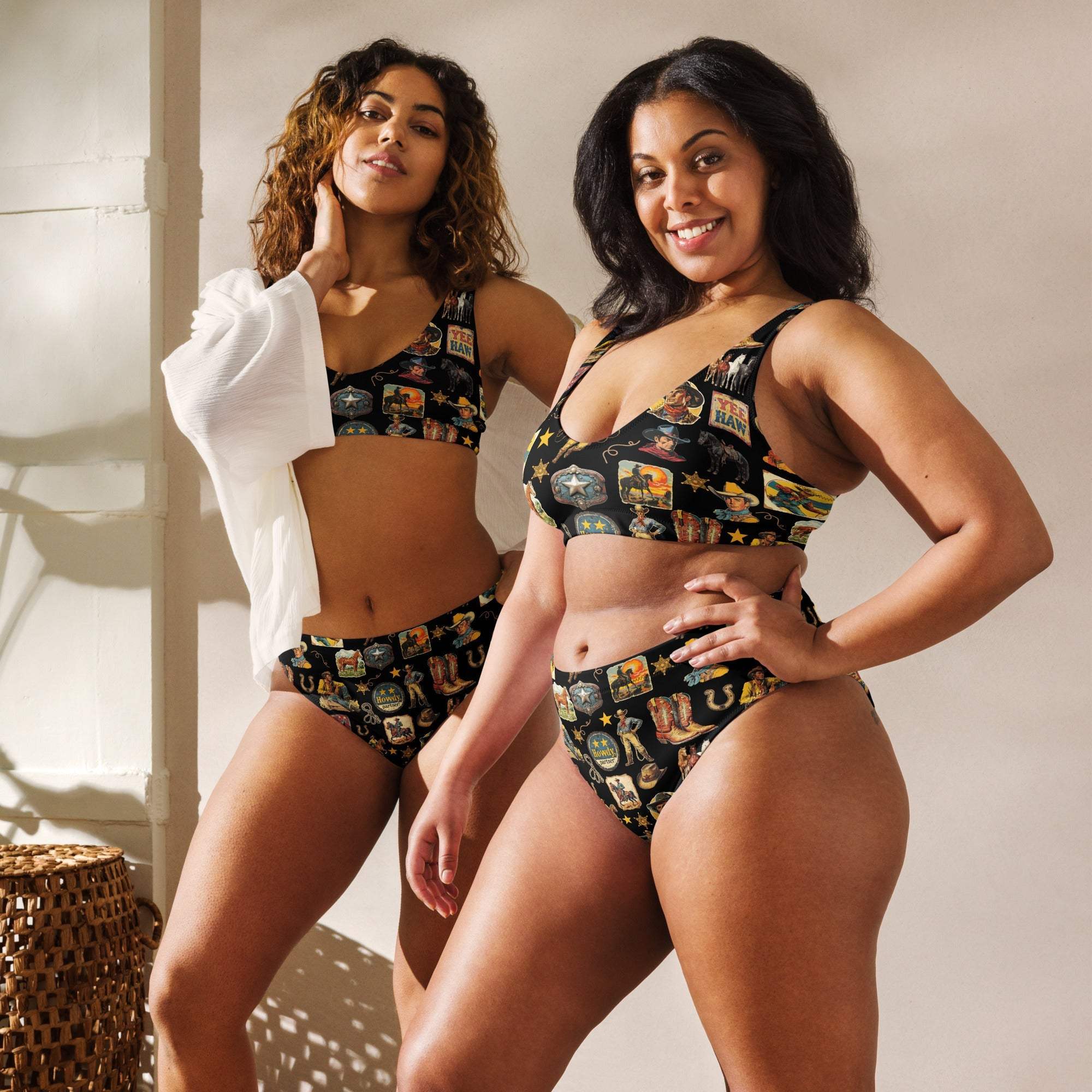 Baha Ranch Yeehaw Vintage Cowboy Collage Bikini - Baha Ranch Western Wear - Flyclothing LLC