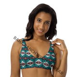 Baha Ranch Yeehaw Teal Burgandy Bikini Top