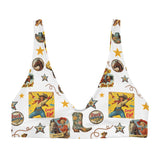 Baha Ranch Yeehaw Vintage Cowgirl Collage White Bikini Top - Baha Ranch Western Wear - Flyclothing LLC