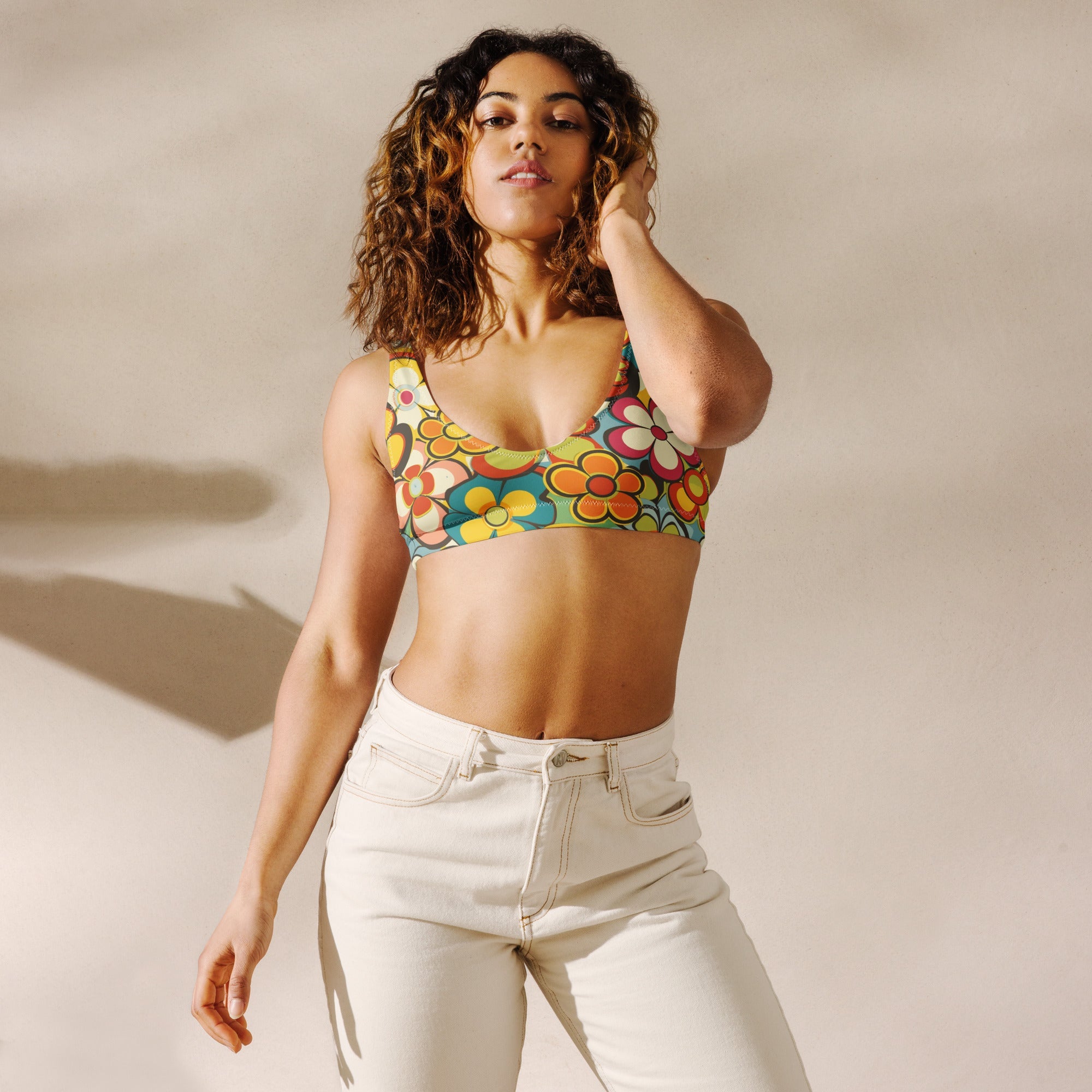 Baha Ranch Yeehaw Woodstock Retro Floral Bikini Top