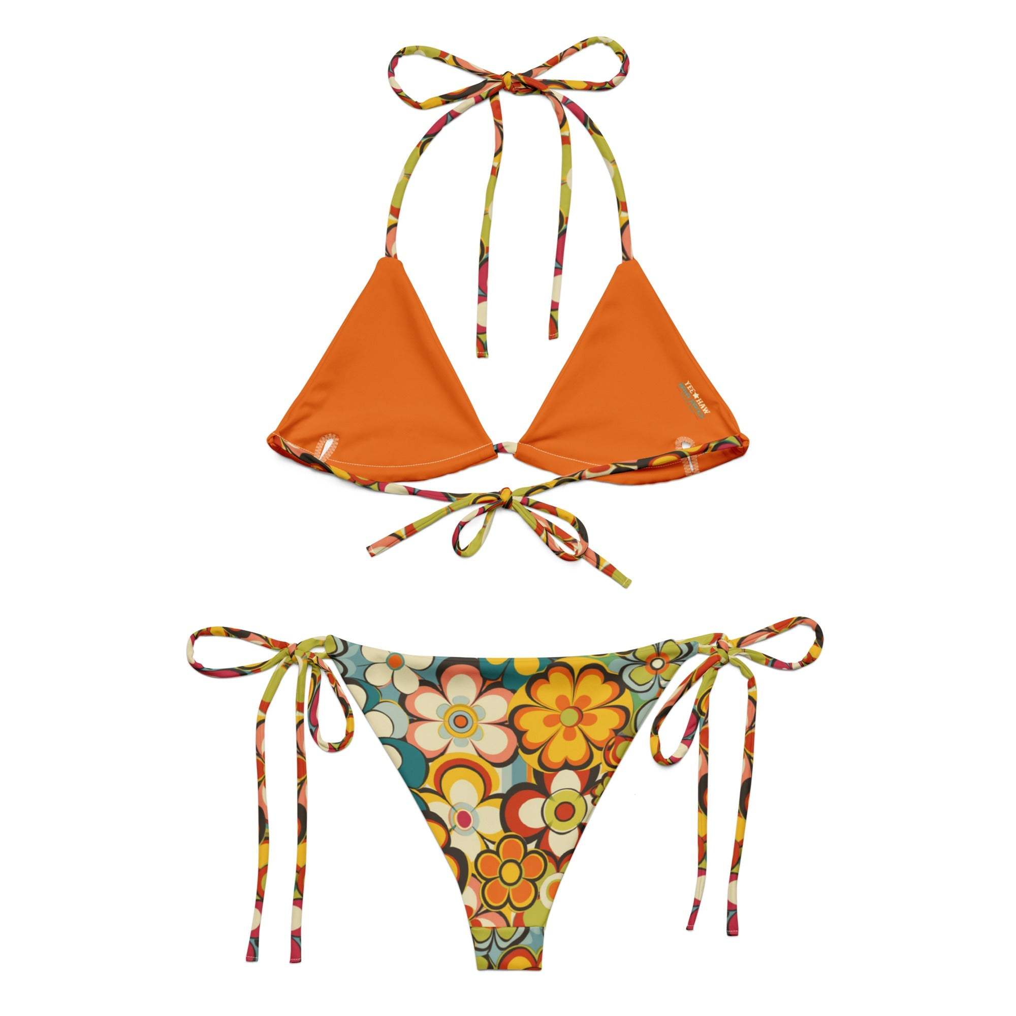 Baha Ranch Yeehaw Woodstock Retro Floral String Bikini - Baha Ranch Western Wear - Flyclothing LLC